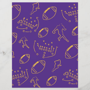 Purple and Yellow Football Pattern Scrapbook Paper