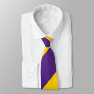 Purple and Yellow-Gold Broad Regimental Stripe Tie