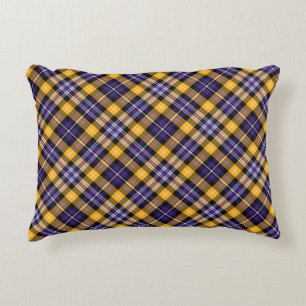 Purple and Yellow Gold Sporty Plaid Accent Pillow