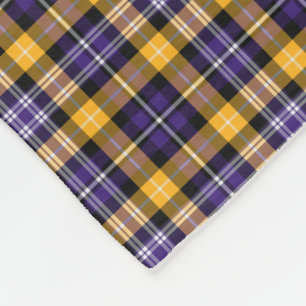 Purple and Yellow Gold Sporty Plaid Fleece Blanket