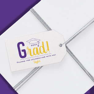 Purple and Yellow Graduation Cap Party Favour Gift Tags