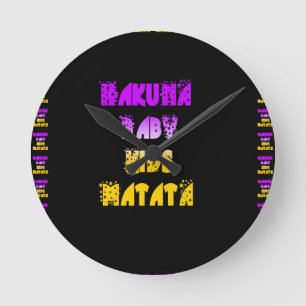 Purple and Yellow Hakuna Matata Baby Kids Gifts  a Round Clock