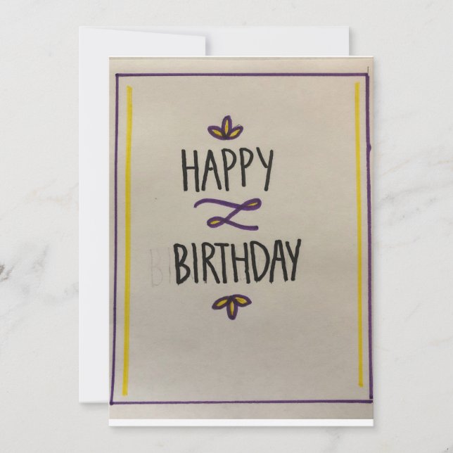 Purple and Yellow Happy Birthday card (Front)