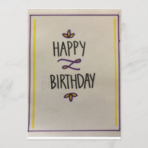 Purple and Yellow Happy Birthday card