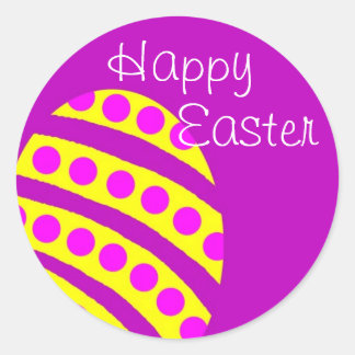 Purple and Yellow Happy Easter Egg Sticker
