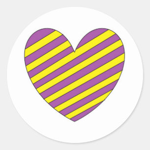 Purple and Yellow Heart Classic Round Sticker