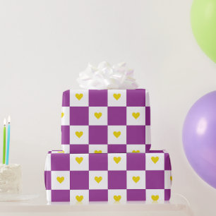 Purple And Yellow Heart  Wrapping Paper