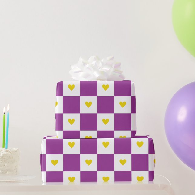 Purple And Yellow Heart  Wrapping Paper (Party Gifts)