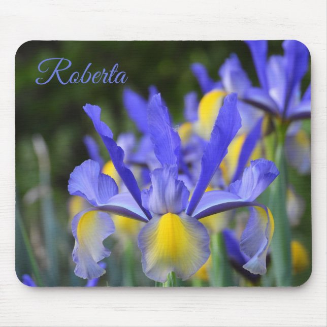 Purple and Yellow Iris *Personalise* Mouse Mat (Front)
