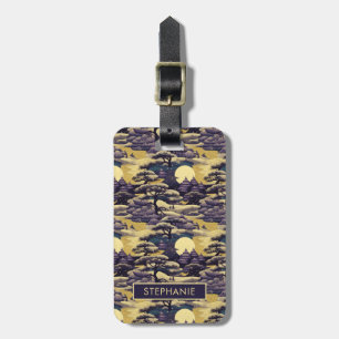 Purple and Yellow Japanese Landscape Luggage Tag