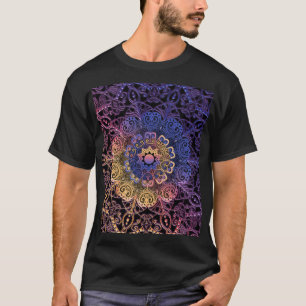 Purple and yellow mandala: hand-drawn design T-Shirt