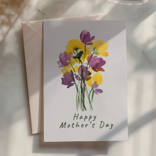 Purple and Yellow Mother’s Day Bouquet   Card