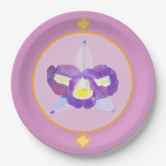Purple and Yellow Orchid Paper Plates