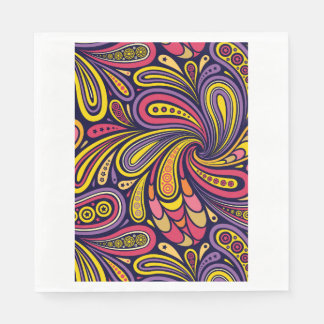 Purple and yellow paisley napkin