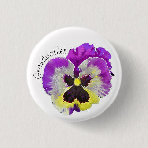 Purple and yellow pansy custom 3 cm round badge