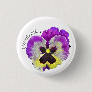 Purple and yellow pansy custom 3 cm round badge