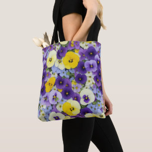 Purple and Yellow Pansy Flowers Tote Bag