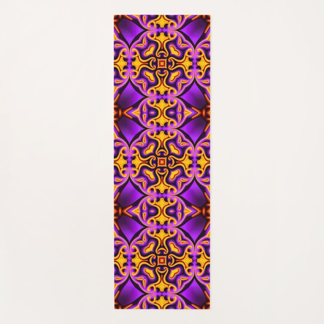 Purple and Yellow Patterned Yoga Mat (Front)