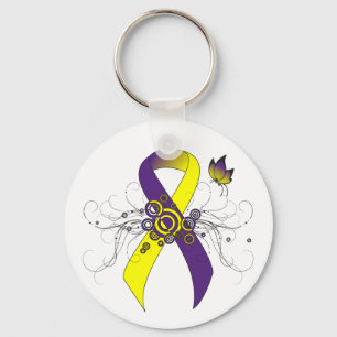 Purple and Yellow Ribbon with Butterfly Key Ring