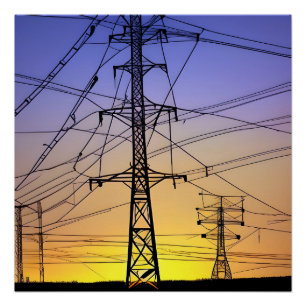Purple and Yellow Sky Pylons Poster