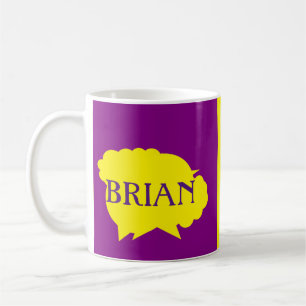 Purple and yellow splash design for Brian named Coffee Mug