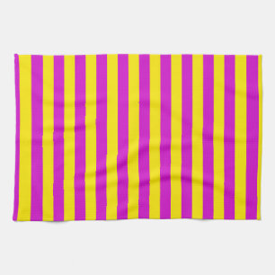 Purple and Yellow Stripes Design Tea Towel
