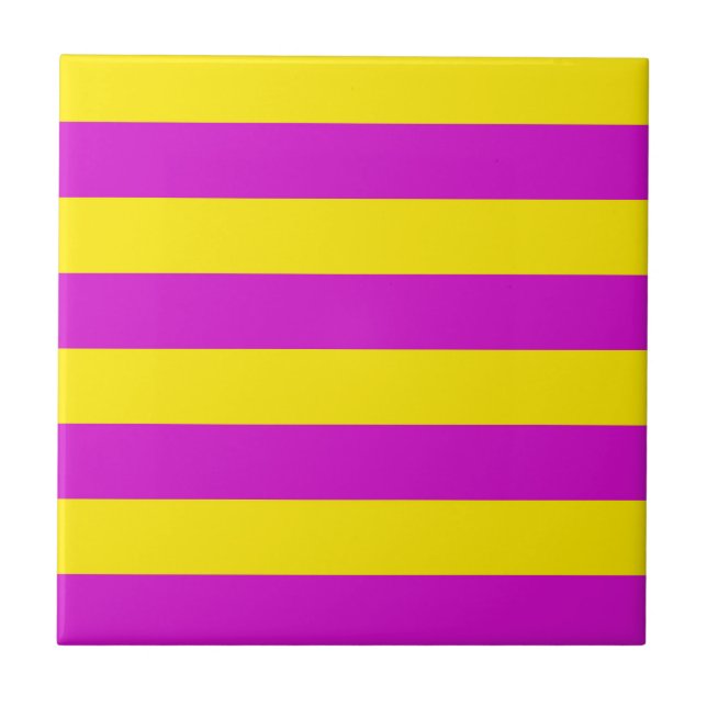 Purple and Yellow Stripes Design Tile (Front)