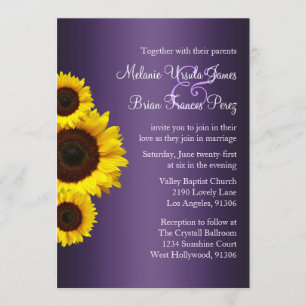 Purple and Yellow Sunflower Wedding Invitation