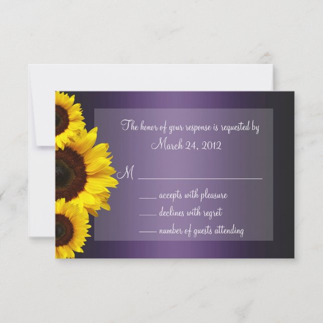 Purple and Yellow Sunflower Wedding RSVP (Front)