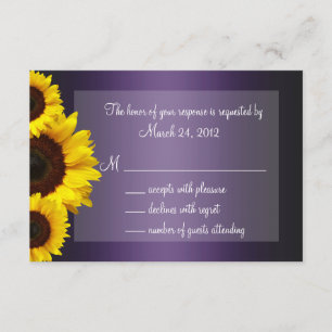 Purple and Yellow Sunflower Wedding RSVP Card