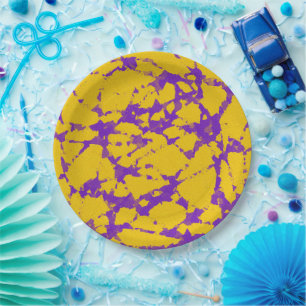 Purple and Yellow Tie Dye Paper Plate