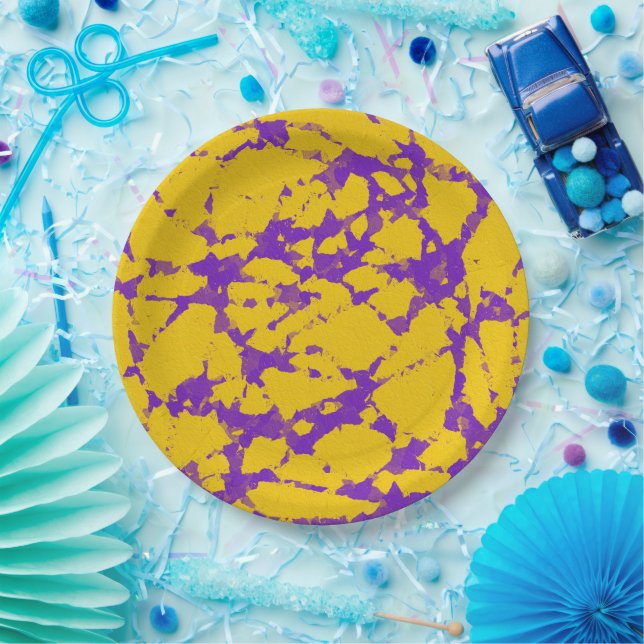 Purple and Yellow Tie Dye Paper Plate (Party)