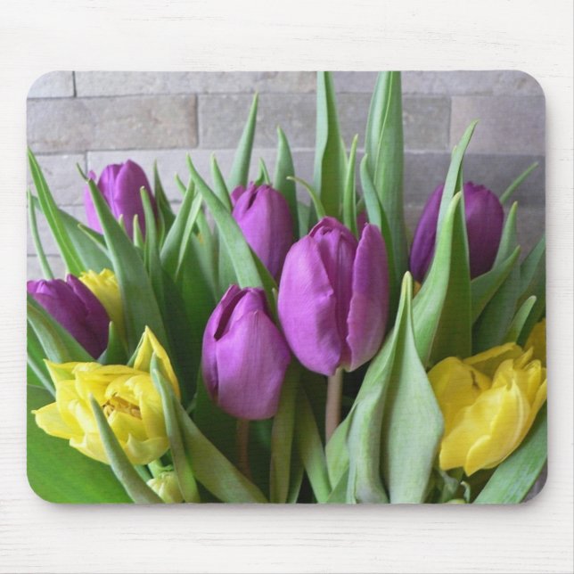 Purple And Yellow Tulips Mouse Mat (Front)