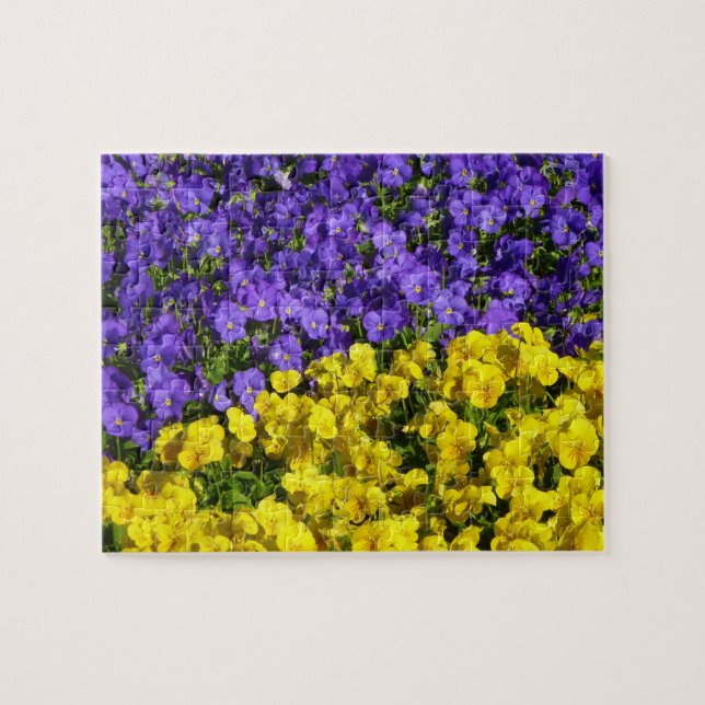 Purple and Yellow Violas Colourful Floral Jigsaw Puzzle (Horizontal)