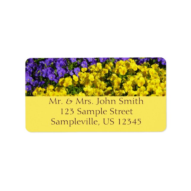 Purple and Yellow Violas Colourful Floral Label (Front)