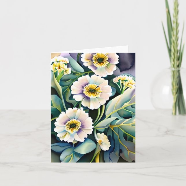 Purple and yellow watercolor flowers customisable card (Front)