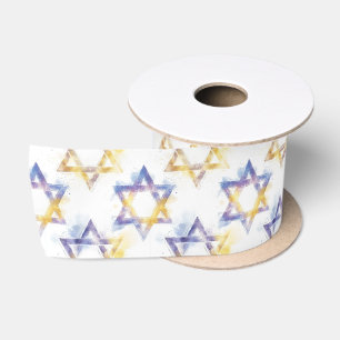 Purple and yellow watercolor satin ribbon