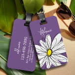 Purple and Yellow Whimsical Daisy Custom Text Luggage Tag<br><div class="desc">A zen and whimsical,  hipster piece of art. You can add a name,  monogram or other custom text. If you need to move the art around,  click on the customise button to make changes.</div>