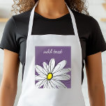Purple and Yellow Whimsical Daisy Custom Text Standard Apron<br><div class="desc">A zen and whimsical,  hipster piece of art. You can add a name,  monogram or other custom text. If you need to move the art around,  click on the customise button to make changes.</div>