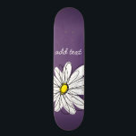 Purple and Yellow Whimsical Daisy Script Text Skateboard<br><div class="desc">A zen and whimsical,  hipster piece of art. You can add a name,  monogram or other custom text. If you need to move the art around,  click on the customise button to make changes.</div>
