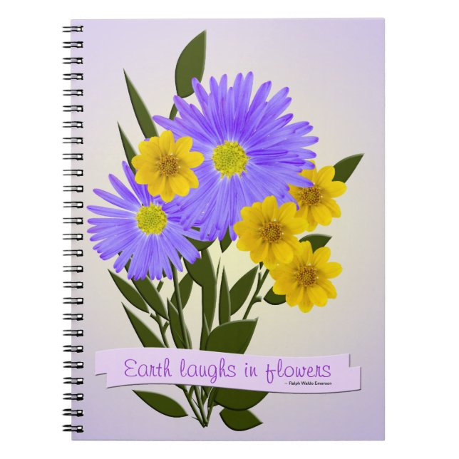 Purple and Yellow Wildflowers Personalised Notebook (Front)