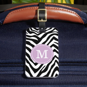 Purple and Zebra Print Custom Monogram Luggage Tag