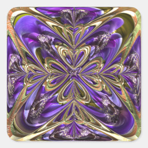 Purple Anemone Abstract Square Sticker