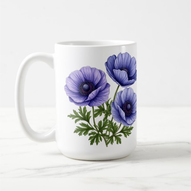 Purple Anemone Bouquet Coffee Mug (Left)