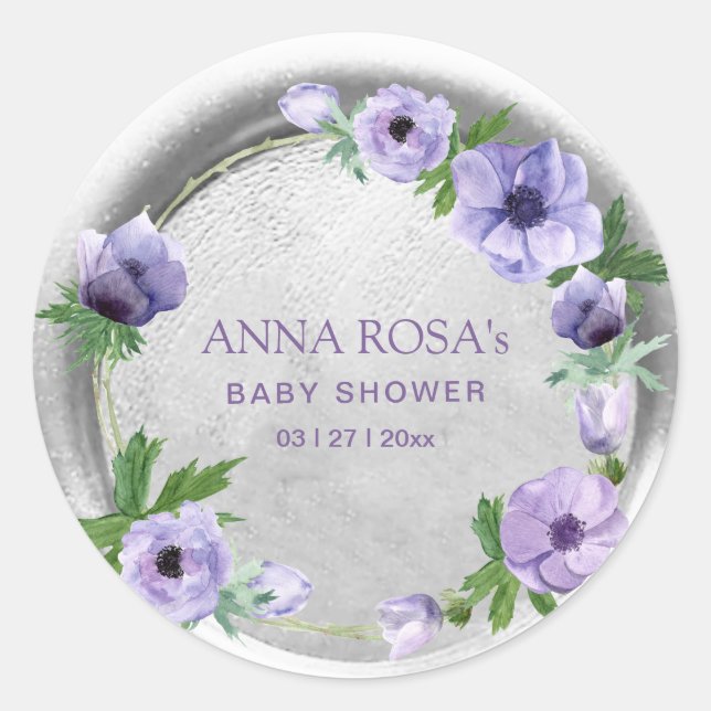 *~* Purple Anemone Flower Wreath Wax Seal (Front)