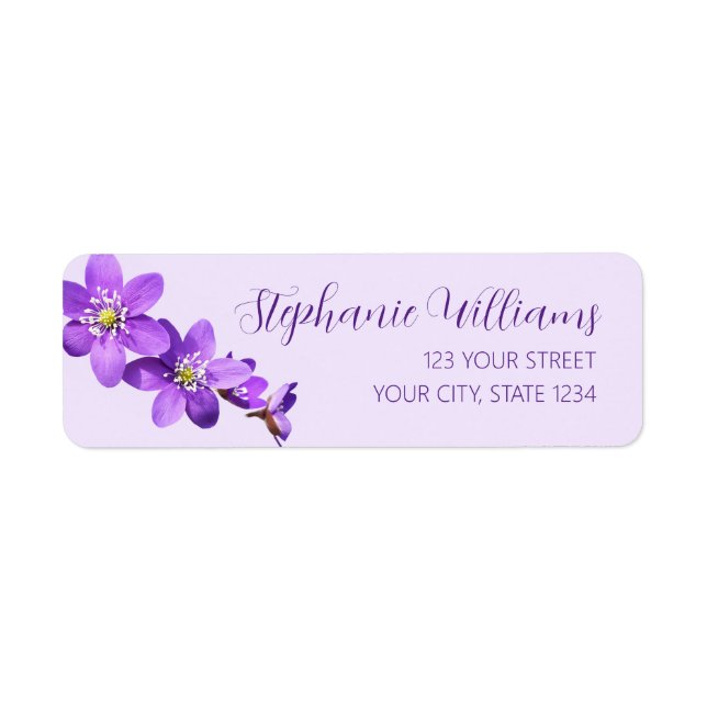 Purple Anemone Flowers Light Purple Return Address (Front)