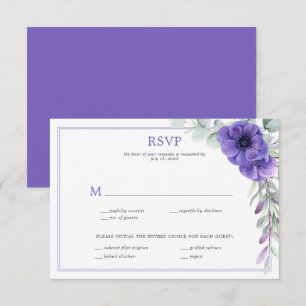 Purple Anemone Greenery Double Frame RSVP Card