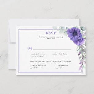 Purple Anemone Greenery Double Frame RSVP Invitation