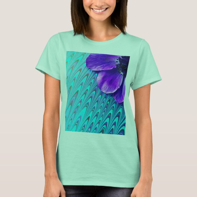 Purple anemone on patterned background T-Shirt (Front)