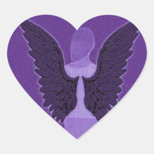Purple Angel and Heart Heart Sticker
